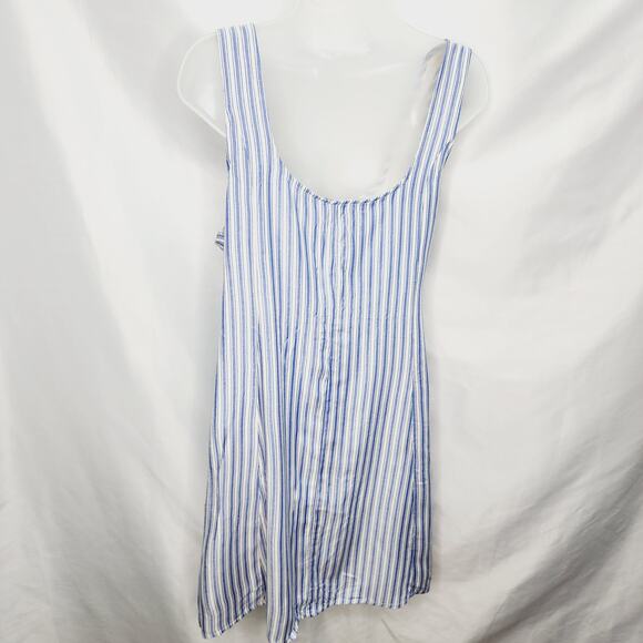 American Eagle Blue & White Striped Sleeveless Button Front Summer Dress Large - Picture 2 of 11